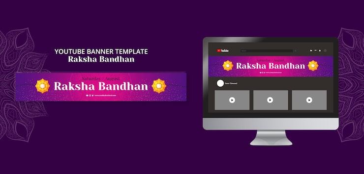 Kostenlose PSD gradient raksha bandhan youtube-banner-vorlage mit mandalas