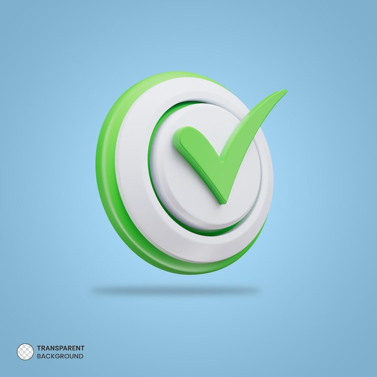 Kostenlose PSD grünes häkchen symbol symbol 3d render illustration