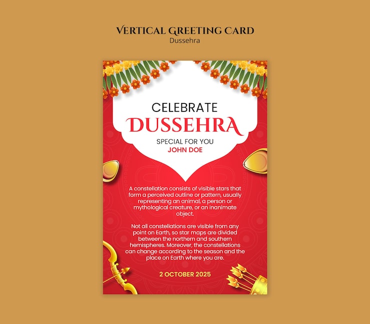Kostenlose PSD grüßkarte für dussehra