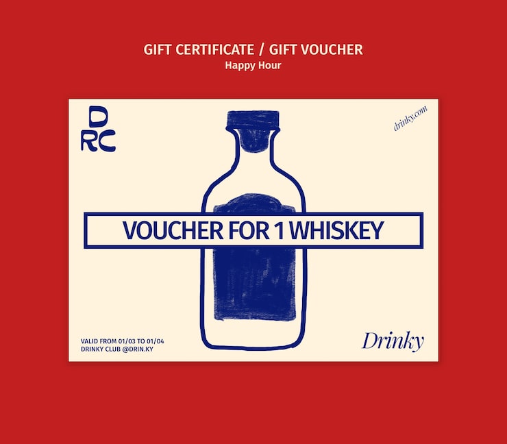 Kostenlose PSD handgezeichneter happy-hour-geschenk-gutschein