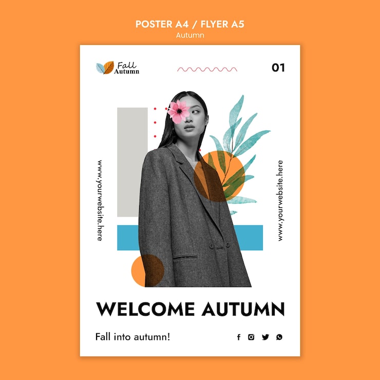 Kostenlose PSD herbstsaison poster vorlage
