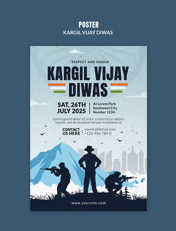 Kostenlose PSD kargil vijay diwas gedenkposter