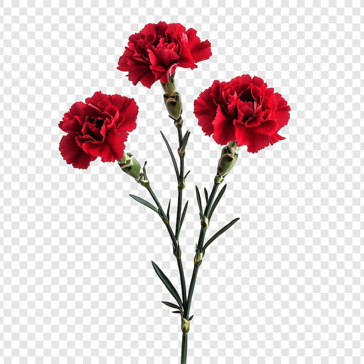 Kostenlose PSD lebendige rote nelken - ein elegantes trio