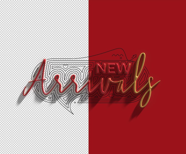 Kostenlose PSD neuankömmling kalligraphische 3d-stil text 3d-darstellung design transparente psd-datei.