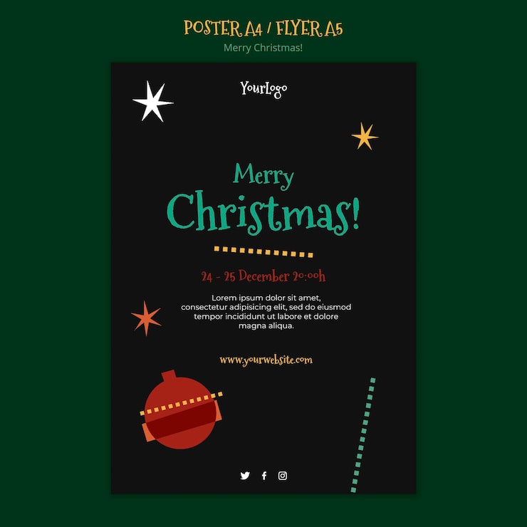 Kostenlose PSD plakatschablone für weihnachten