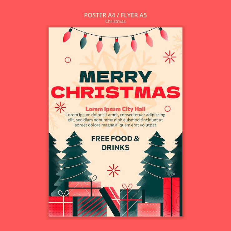 Kostenlose PSD plakatvorlage für die weihnachtsfeier