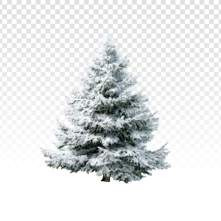 Kostenlose PSD schneebedeckte tanne auf transparentem hintergrund