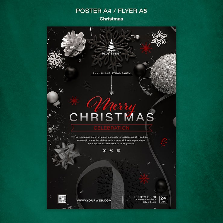 Kostenlose PSD traditionelle vertikale weihnachtsdruckvorlage
