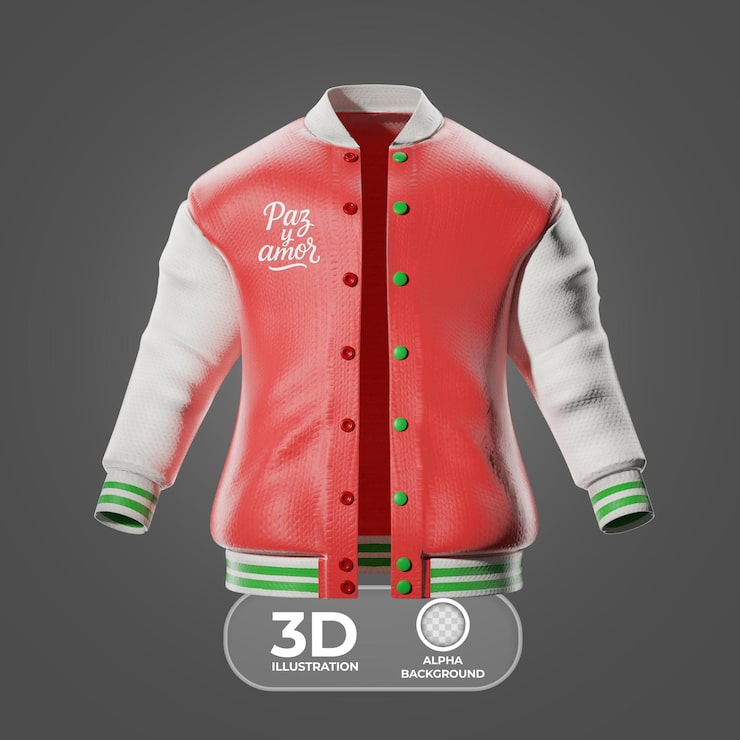 Kostenlose PSD varsity jacke mockup 3d illustration