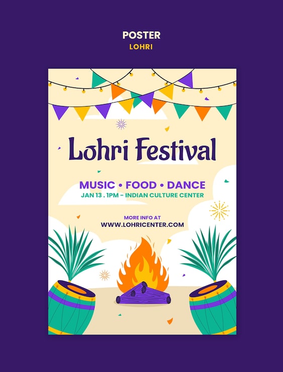 Kostenlose PSD vorlage für die feier des lohri-festivals