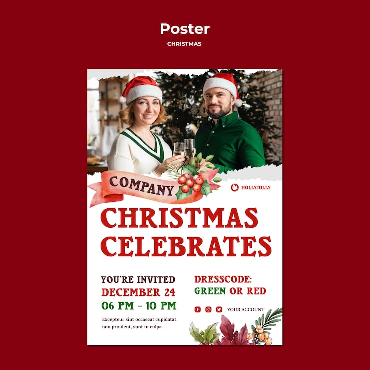 Kostenlose PSD weihnachtsfeier plakatdruckvorlage