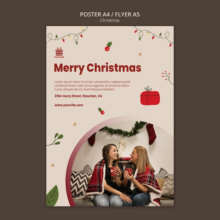 Kostenlose PSD weihnachtskonzept flyer vorlage