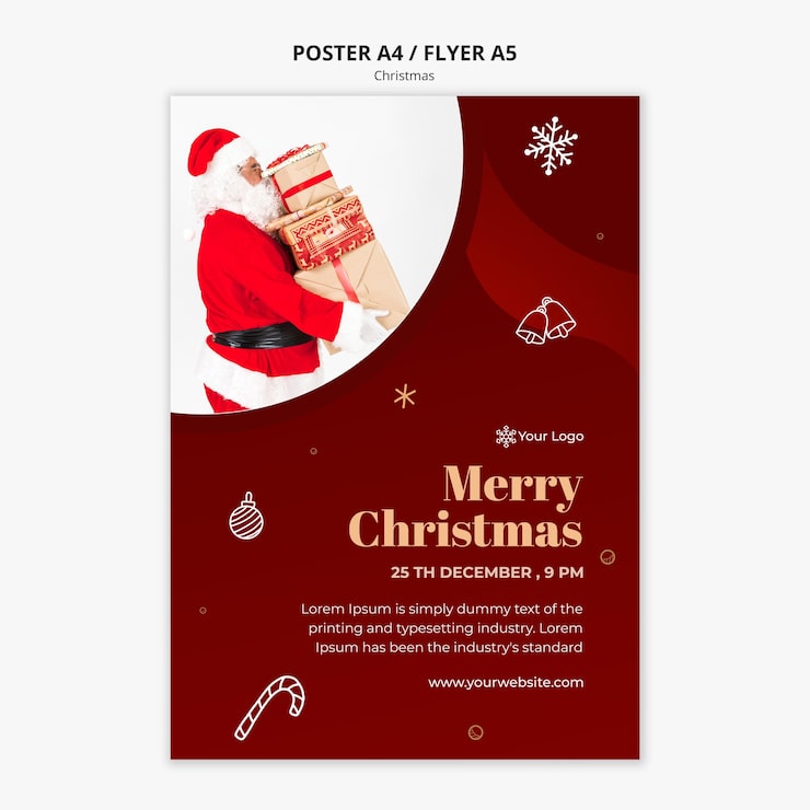 Kostenlose PSD weihnachtskonzept flyer vorlage