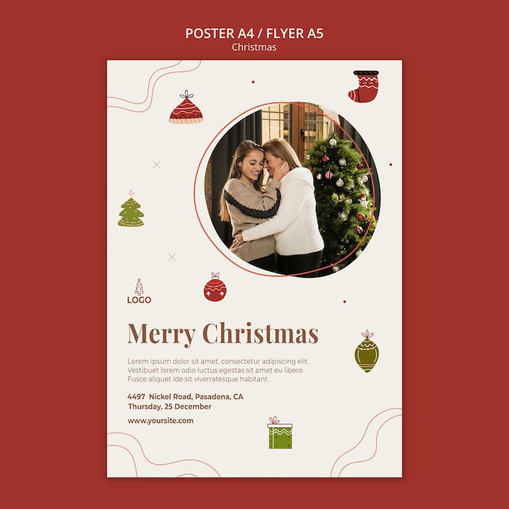 Kostenlose PSD weihnachtskonzeptplakatschablone