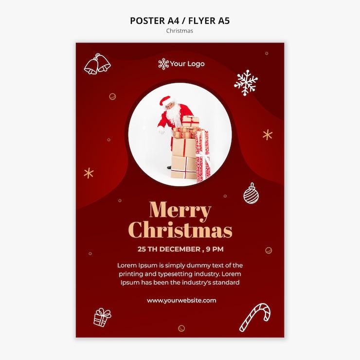 Kostenlose PSD weihnachtskonzeptplakatschablone