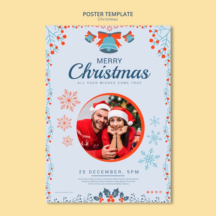 Kostenlose PSD weihnachtsplakatschablone mit foto