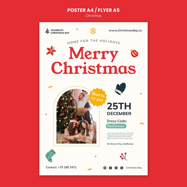 Kostenlose PSD weihnachtsvorlagendesign