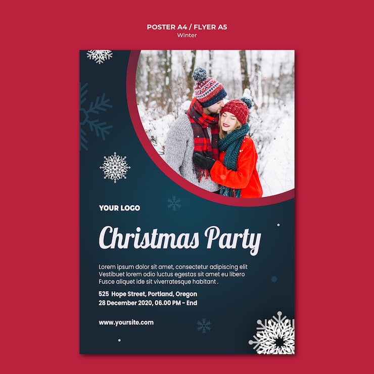 Kostenlose PSD winterkonzeptplakatschablone