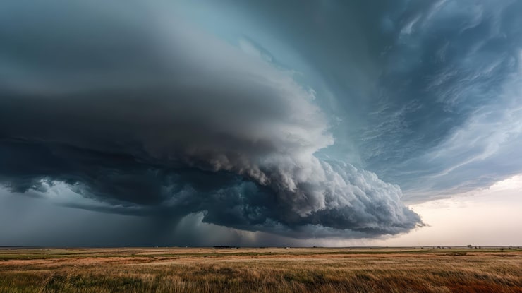 Gratis Foto dramatisk supercelle tordensky over prærielandskap