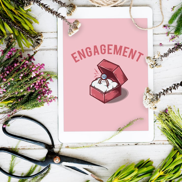 Gratis Foto grafisk konsept for frieri med gifteringboks