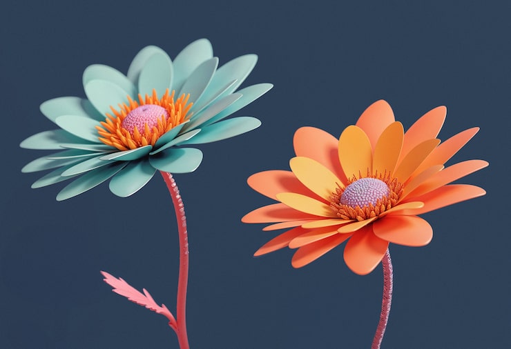 Gratis Bild 3d-blommor illustrerade