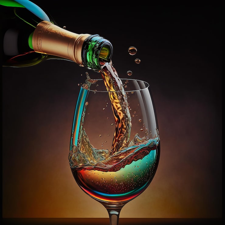 Gratis Bild champagneglas som hälls på svart bakgrund generativ ai