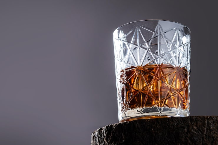 Gratis Bild glas med skotsk whisky på grå bakgrund