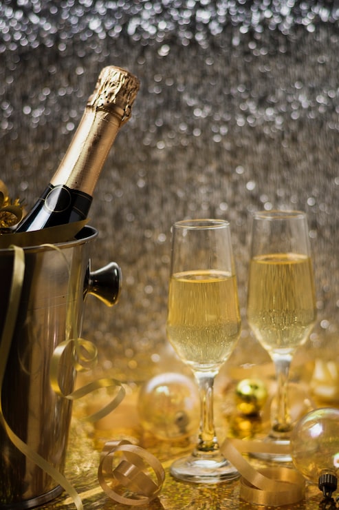 Gratis Bild gyllene vy med champagneflaska
