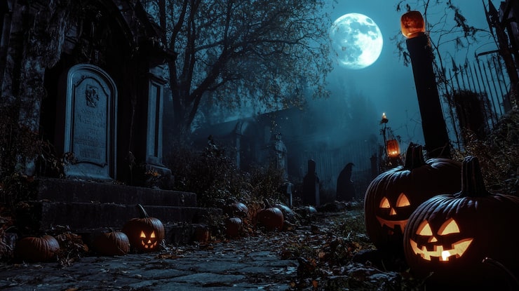 Gratis Bild halloween-landskap med pumpa och mörk stil