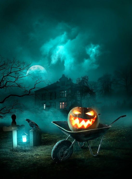 Gratis Bild halloween tapet med ond pumpa
