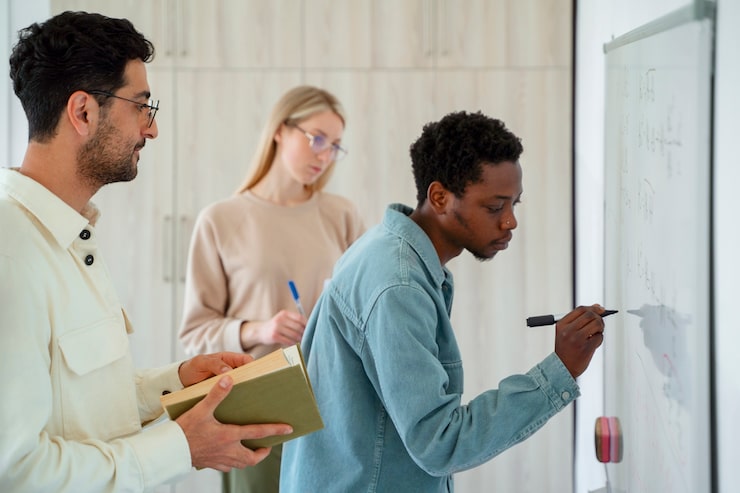 Gratis Bild halvbild av personer som studerar matematik