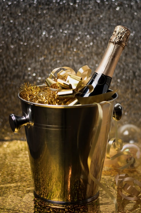 Gratis Bild hög vinkel, hink med champagneflaska