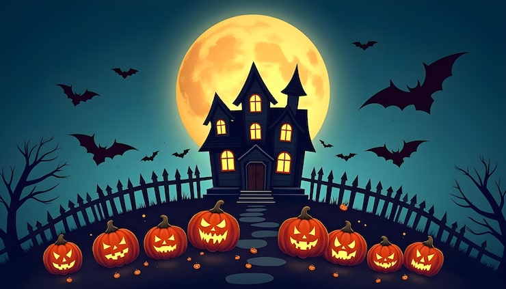 Gratis Bild illustrerat halloween-spöklandskap