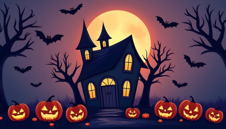 Gratis Bild illustrerat halloween-spöklandskap
