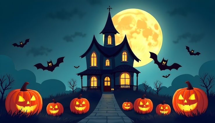 Gratis Bild illustrerat halloween-spöklandskap