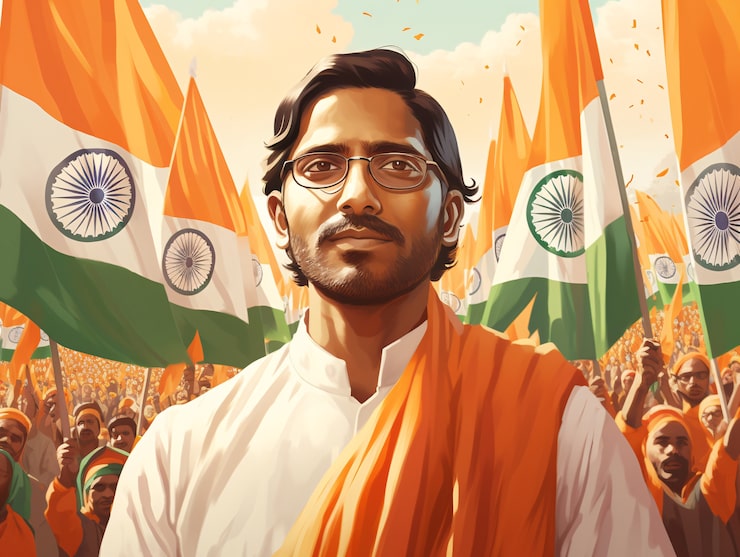 Gratis Bild indien republikens dag firande digital konst med porträtt av man
