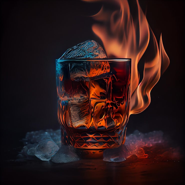 Gratis Bild iskall whiskycocktail lyser på träbord, generativ ai