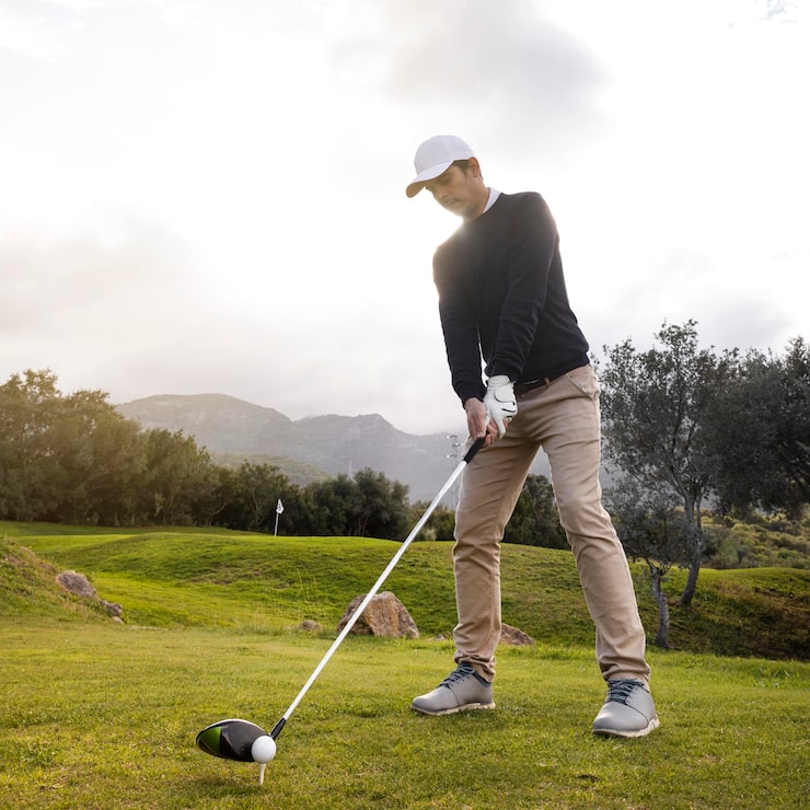 Gratis Bild man som spelar golf på fältet med klubba