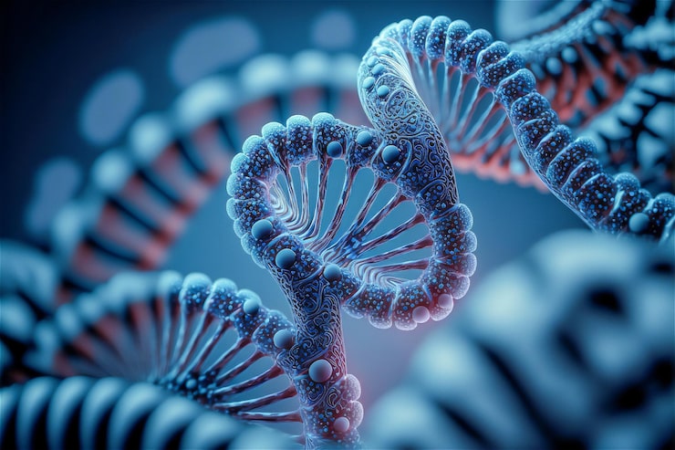 Gratis Bild människans helix dna struktur koncept i blå färg