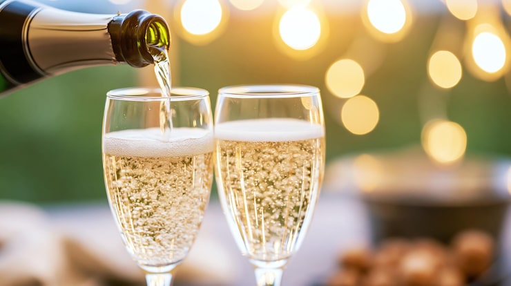 Gratis Bild mousserande champagne som hälls upp i champagneglas, ai-genererad