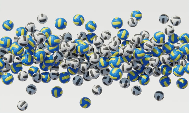 Gratis Bild översiktsbild av sammansättning med volleybollar