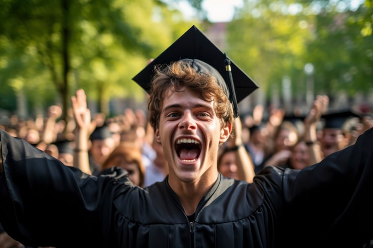 Gratis Bild porträtt av leende ung man vid examen
