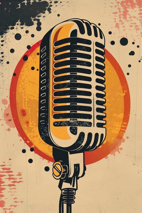 Gratis Foto retro digital kunst illustration af mikrofon til radiodag