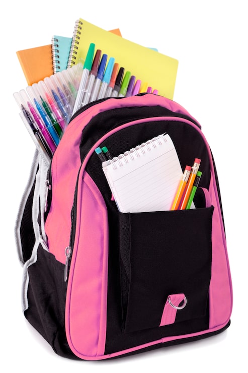 Gratis Bild skolväska med skolmaterial