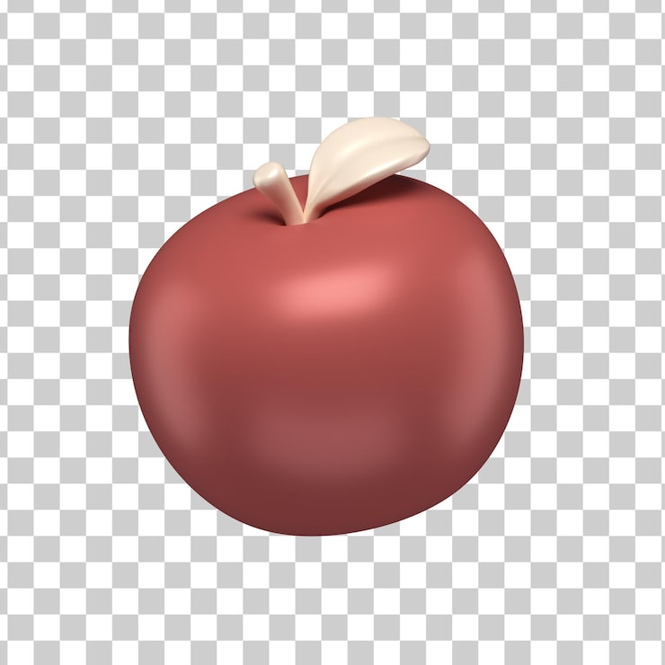 Gratis PSD 3d-illustrasjon: rødt eple, fersk, sunn, søt, økologisk frukt. kosthold, ernæring, natur, isolert ikon