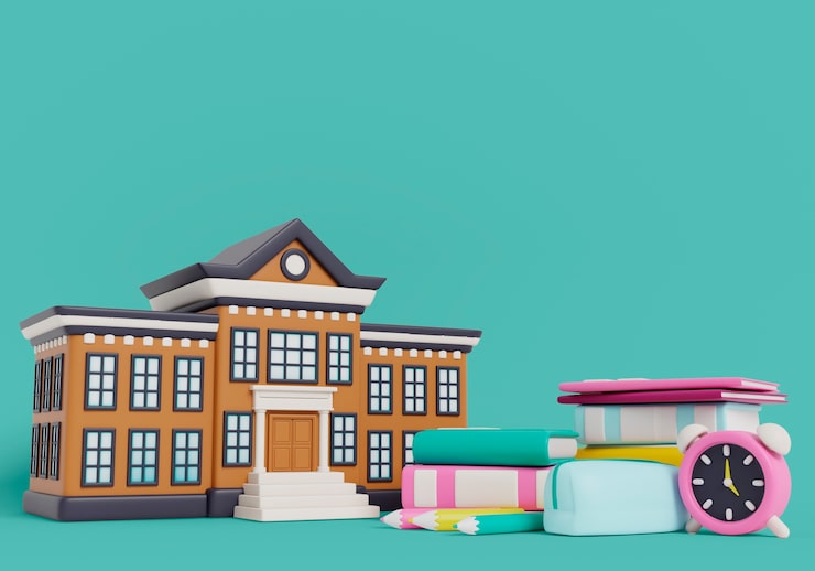 Gratis PSD 3d-rendering av skolmaterial stilleben