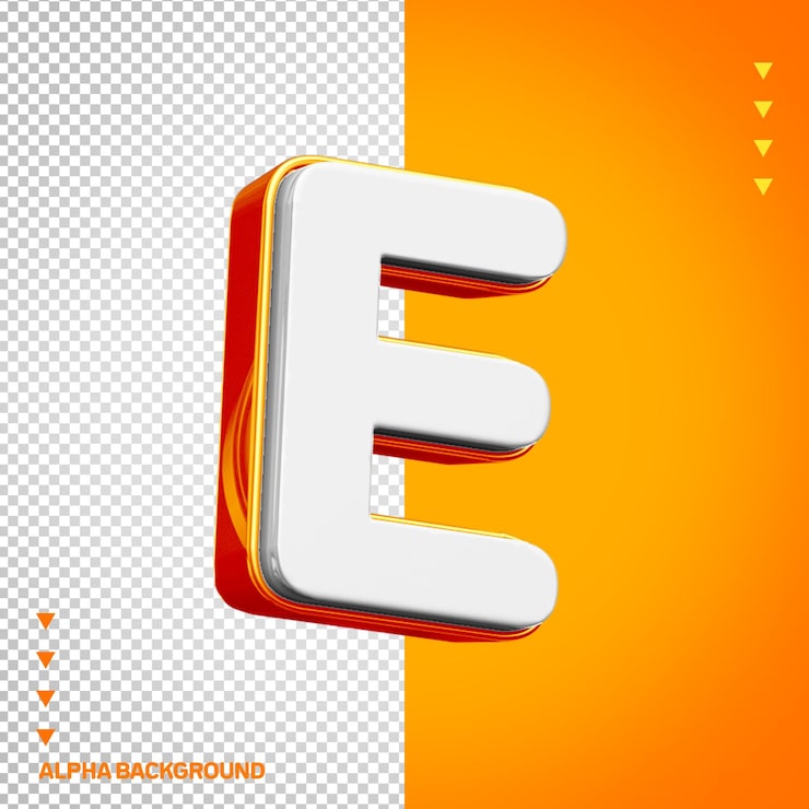 Gratis PSD alfabet 3d-bokstav e vit med orange