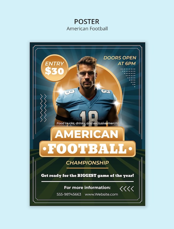 Gratis PSD amerikansk fodbold mesterskabsskabelon