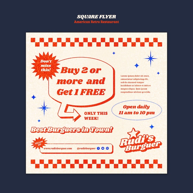 Gratis PSD amerikansk retro restaurantmal