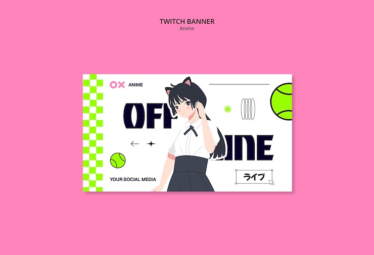 Gratis PSD anime offline twitch banner design